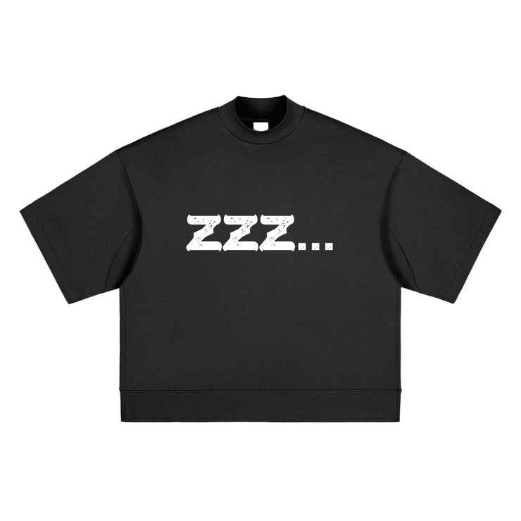 Black ZZZ Heavyweight Oversized Mock Neck T-shirt